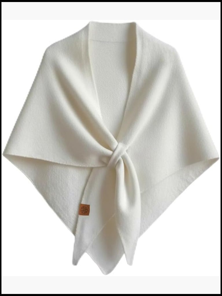 Chunky Wool Blend Triangle Shawl Oversized Lazy Style Elegant Wrap Scarf
